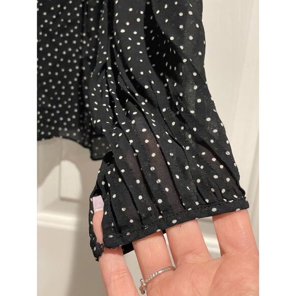 Rag & Bone Classic Fit Brandy Viscose Gauzey Sheer Pleated Longsleeve Top Blouse - Picture 9 of 13